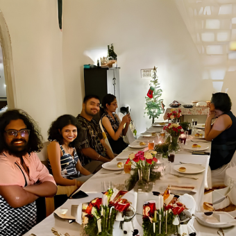 Vegetarian and non- vegetarian lunch in the countryside